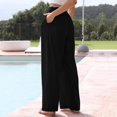 thumbnail image 4 of Kcodviy Women High Waisted Wide Plus Size Casual Pants for Women 3X Leg Pants Drawstring Elastic Women Work Pants Business Casual Trousers Comfy Straight Leg Long Pants with Pockets, 4 of 8