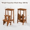 thumbnail image 3 of Costway 3 Tier Folding Step Stool 3-in-1 Rubber Wood Ladder Storage Shelf Coffee, 3 of 10