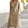 thumbnail image 4 of Ovzne Robes d'Été pour Femmes Robe Femme Camisole Décontractée pour Femme Col en U Régulière Plissée Robe Multicolore Jupe Longue Robe pour Femme à Manches Courtes Liquidation, 4 of 4