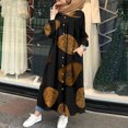 thumbnail image 1 of Robes Décontractées pour Femmes Mode pour Femmes Col en V Ample Manches Longues Coton Lin Imprimé Robe Longueur Cheville Robe Longue Robes à Manches Longues pour Femmes en Liquidation, 1 of 8