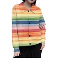 thumbnail image 2 of Mceream Women's Ribbed Knit Shacket Button Down Striped Jackets Long Sleeve Sweater Shirts Fall Winter Trendy Cardigans Plus Size Winter Warm Outwear Chaqueta De Invierno Para Mujer Multicolor XXL, 2 of 5