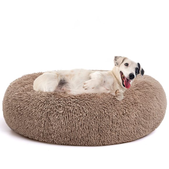 MIXJOY Ultra Soft & Comfortable Donut Cuddler Round Dog & Cat Bed (30'' Brown)