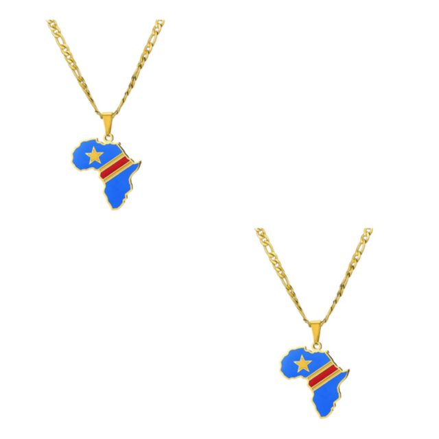 Maytalsory Lightweight And Comfortable Necklace Featuring Africa Map Pendant Statement Congo 2Set
