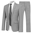 thumbnail image 1 of Jelory Mens 2 Piece Suit Formal Business Slim Fit Suits One Button Solid Blazer Jacket with Trousers Gray M, 1 of 7