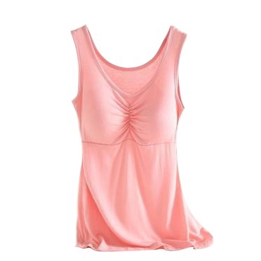 Wiyuqeen T-shirt Uni pour Femmes avec Soutien-Gorge Intégré Rembourré Basique Manches Courtes Col en V T-Shirts Actifs Coupe Ample Soutien-Gorge Intégré Confortable Fendu sur le Côté