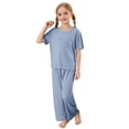 thumbnail image 3 of Hiiyo Little Girls Pajamas Soft Ribbed Short Sleeve T-Shirt Pants Loungewear, Sizes 1-15, 3 of 5