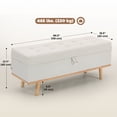 thumbnail image 3 of HOMCOM Pouf de Rangement, Repose-Pieds avec Couvercle Relevable, Pattes en Bois, Blanc Crème, 3 of 10