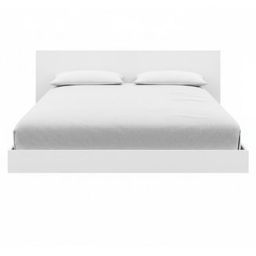 Lit plateforme bas Nexera Satori avec tête de lit Double Chêne Blanc