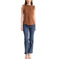 thumbnail image 2 of INSPIRE CHIC Women's Sleeveless Work Blouses Ruffled Pleated Chic Tops Brown L, 2 of 7