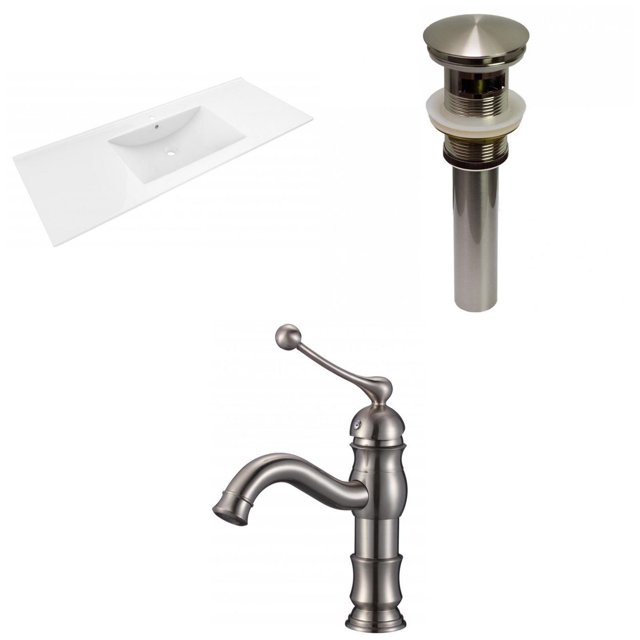 American Imaginations 48-in. W 1 Hole Ceramic Top Set In White Color - Overflow Drain Incl. AI-29529