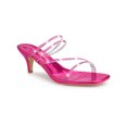thumbnail image 1 of BLISSFUL STEP Women's Slide Sandal Rhinestone Strappy Square Toe Kitten Heel Slide Sandals Hot Pink 5.5, 1 of 7