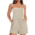 thumbnail image 1 of Gspmoly Short pour Femme, Mode Femme Été Décontractée Sans Manches à Bretelles Combinaison Courte Short de Course jusqu'à 70 % de Rabais Kaki m, 1 of 9
