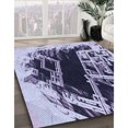 thumbnail image 3 of Ahgly Company Tapis d'Intérieur Lavable en Machine Carré Bleu Transitionnel, 6 Pieds Carré, 3 of 7