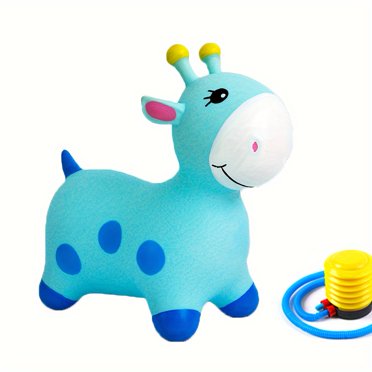 JUNWELLCA Animaux Cheval Rebondissant Jouets Sauteur pour Enfants Girafe Sautant Gonflable à Chevaucher Sauteur Cadeaux pour Tout-Petits Garçons Filles 4 5 6+ Ans avec Pompe