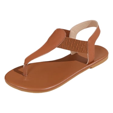 IUJSOY Thong Flat Sandals for Women Casual T-Strap Dress Sandals with Elastic Ankle Strap Flip Flops