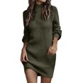 thumbnail image 1 of Kcodviy Automne Hiver Robe d'Hiver à Manches Longues pour Femmes Fête Col Roulé Couleur Unie Robe Chandail Décontractée pour Femmes Longueur Genou Robe Chandail Ligne A Chandail pour Dames Caramel Robe Chandail pour Femmes, 1 of 6