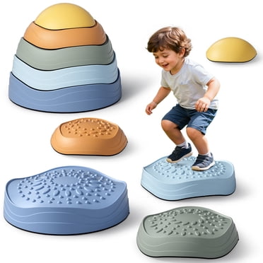5Pcs Non-Slip Plastic Balance Stepping Stones for kids,up to 220 Ibs for Toys for Toddlers Ages 18 mouth 2 3 4 5+, Indoor and Outdoor Toys Lawn Games