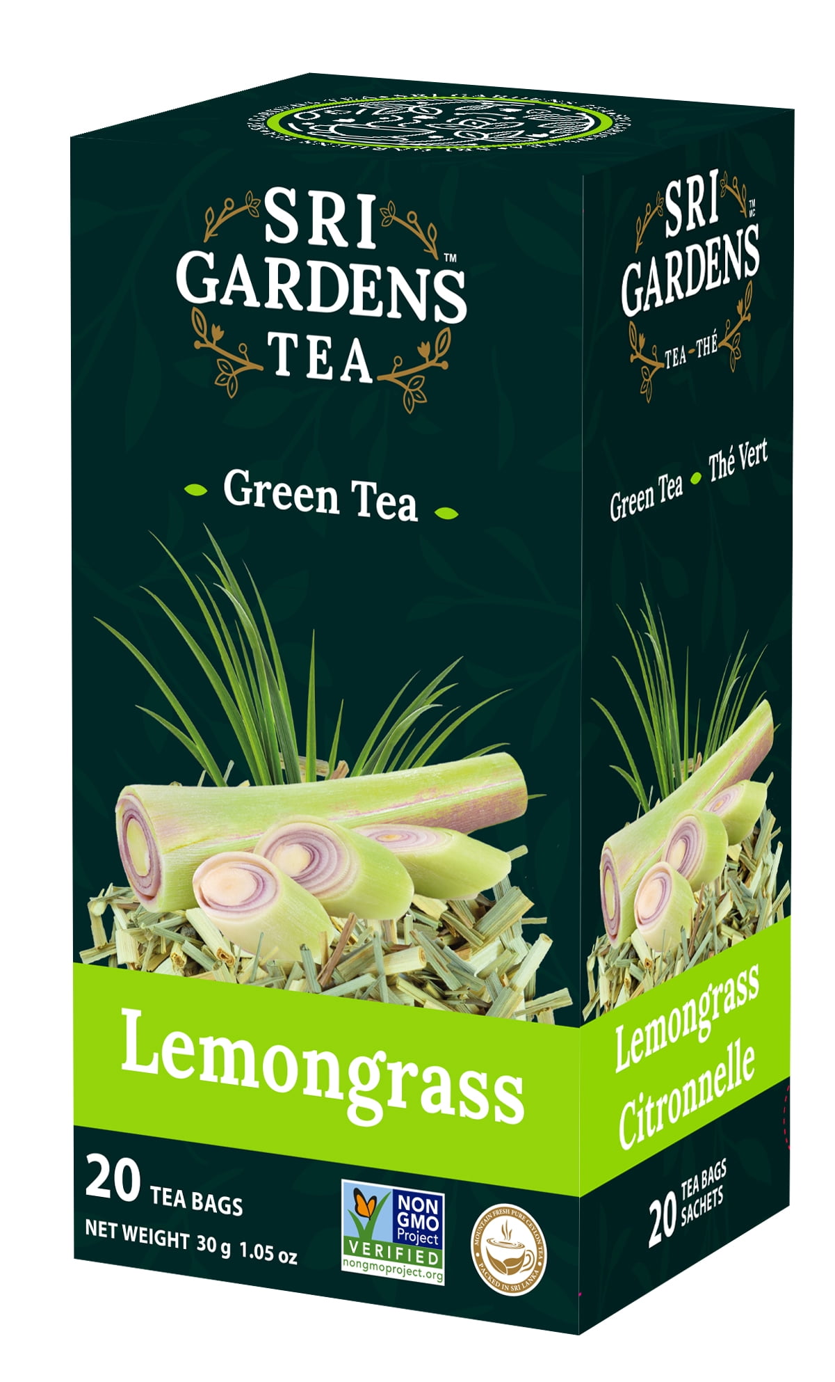 Sri Gardens Tea Lemongrass Green Tea, 20 Tea Bags