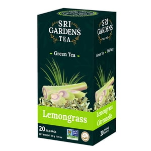 Sri Gardens Tea Lemongrass vert Tea, 20 Tea Sacs