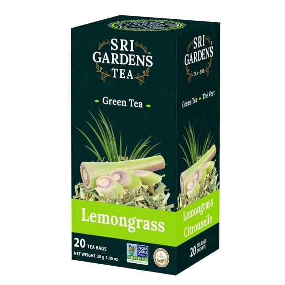 Sri Gardens Tea Thé Vert à la Citronnelle, 20 Sachets de Thé