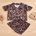 thumbnail image 4 of Kid Pajamas Set Leopard Print Long Short Sleeve Tops Shorts Trousers, 4 of 6