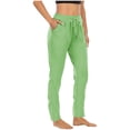 thumbnail image 4 of Jsaierl Women's Straight Leg Sweatpants Drawstring High Wasited Athletic Cropped Pants Solid Color Workout Jogger Sweat Pants with Pockets, 4 of 9