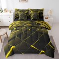 thumbnail image 1 of YST Ensemble de Literie Géométrique Jaune 7 Pcs Moderne à Carreaux Abstraits, Grand Lit, 100 % Polyester, 7 Unités, 1 of 5