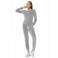 thumbnail image 3 of MintLimit Women Velvet Strip Tracksuit Street Sweatshirt Hoodies Solid Set Top+Pant Winter, 3 of 5