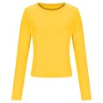 thumbnail image 4 of SROBPTY Longues Chandails à Manches pour Femmes, T-Shirt Décontracté à Col Rond pour Femmes à Manches Longues Jaune, P, 4 of 4