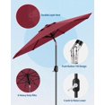 thumbnail image 2 of Parasol de Patio Extérieur 9 Pi avec Manivelle, Évent Coupe-Vent à Double Couche et Inclinaison à Bouton-Poussoir, Protection UV, Imperméable, Conception Robuste à 8 Baleines pour Terrasse, Piscine, Jardin, 2 of 7