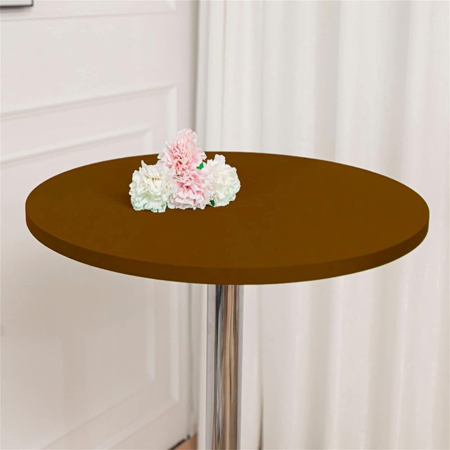 ORUYROP 2-Pack Cocktail Round Table Topper Cap Spandex Fitted Stretch Cocktail Tablecloth Tight Stretchable Elastic for Weddings Banquets Events Parties Restaurants(Size:80cm,Color: Coffee 51,