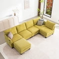 thumbnail image 1 of 124" Modular Sectional Sofa, U-Shaped 6 Seater Sectional Sofa with Storage Ottoman & USB Ports,Yellow, 1 of 9