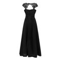 thumbnail image 4 of Meichang Robes Maxi en Mousseline pour Femmes Tunique Ajustée Plissée Couleur Unie Robe d'Été Évasée Évasée Dentelle Manches Courtes Col Ras du Cou Robe Élégante Soirée Fête Boîte de Nuit Bal Robes d'Été, 4 of 6