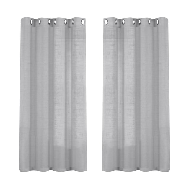 Rideaux Transparents en Lin Gris 52x63 Po, 2 Pcs, avec une Conception Texturée Semi-Transparente. Ces Panneaux Thermiques Filtrant la Lumière Offrent de l'Intimité, Réduisent le Bruit et Laissent Passer la Lumière Naturelle. Idéal pour Chambres, Salons, patios et Portes en Verre. Comprend Deux Panneaux avec Oeillets pour une installation Facile.