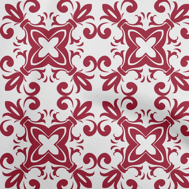 oneOone Silk Tabby Maroon Fabric Asian Block Floral Craft Projects Decor Fabric Printed By The Yard 42 Inch Wide