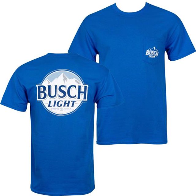 Busch 49450-L Busch T-Shirt à Poche Imprimé devant et derrière Bleu Clair - Grand