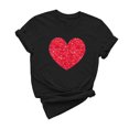 thumbnail image 2 of Meichang T-Shirts de la Saint-Valentin pour Femmes Hauts Mignons Imprimé Cœur Hauts Mignons Col Rond Manches Courtes Décontracté T-Shirts de Vacances Saint-Valentin, 2 of 6