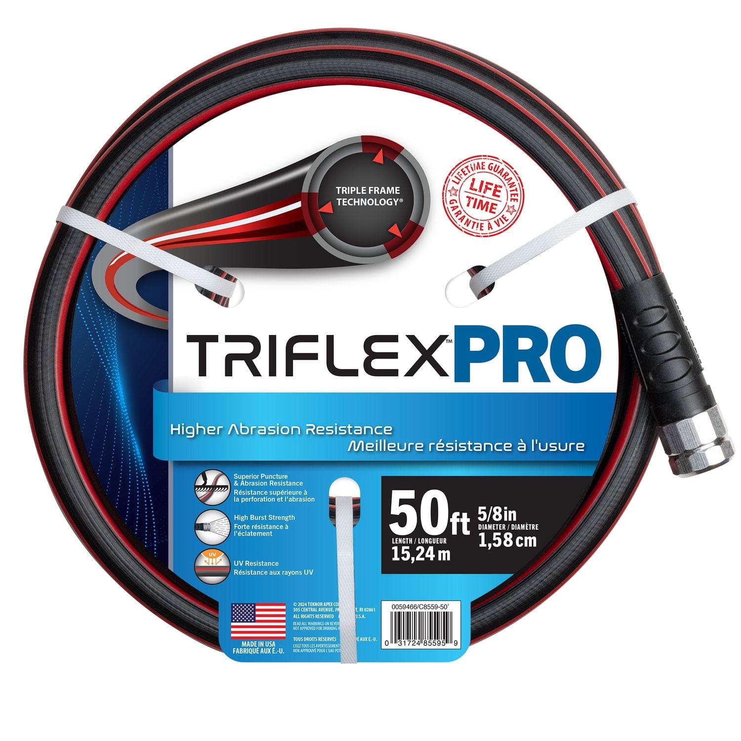 Refurbished Apex Triflex Pro Kink-Resistant Garden Hose, 50ft, 5/8 In. Diameter, 8559-50