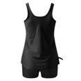 thumbnail image 5 of RKSTN Tankini Swimsuits for Women Summer Fashion Solid ColorConservative Two Piece Set Bathing Suits with Boyshorts Loose Plus Size Round Neck Sleeveless Pleated Swimsuits, 5 of 5