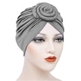 thumbnail image 3 of Lot de 1 Disque Concentrique Turban Africain Pré-Noué Léger Mode Couvre-Chefs pour Femmes Gris, 3 of 5