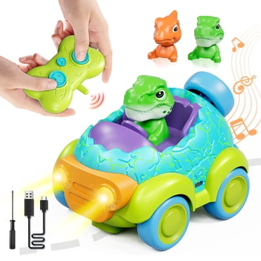 Remote Control Car for Toddlers, Easter Birthday Gift Kids Rc Cars Toy for Toddler Toys 2-3, Toys for Ages 2-4 Dinosaur Toys with Lights & Music, 2 3 4 5 Years Old Boy Toys