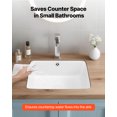 thumbnail image 2 of VEVOR Undermount Bathroom Sink, 15.75 x 12.01 Inch Rectangular White Ceramic Vessel Sink with Overflow Hole, Under Counter Drop in Modern Lavatory Vanity Bath Wash Bowl Basin, Rectangle Small Space, 2 of 9