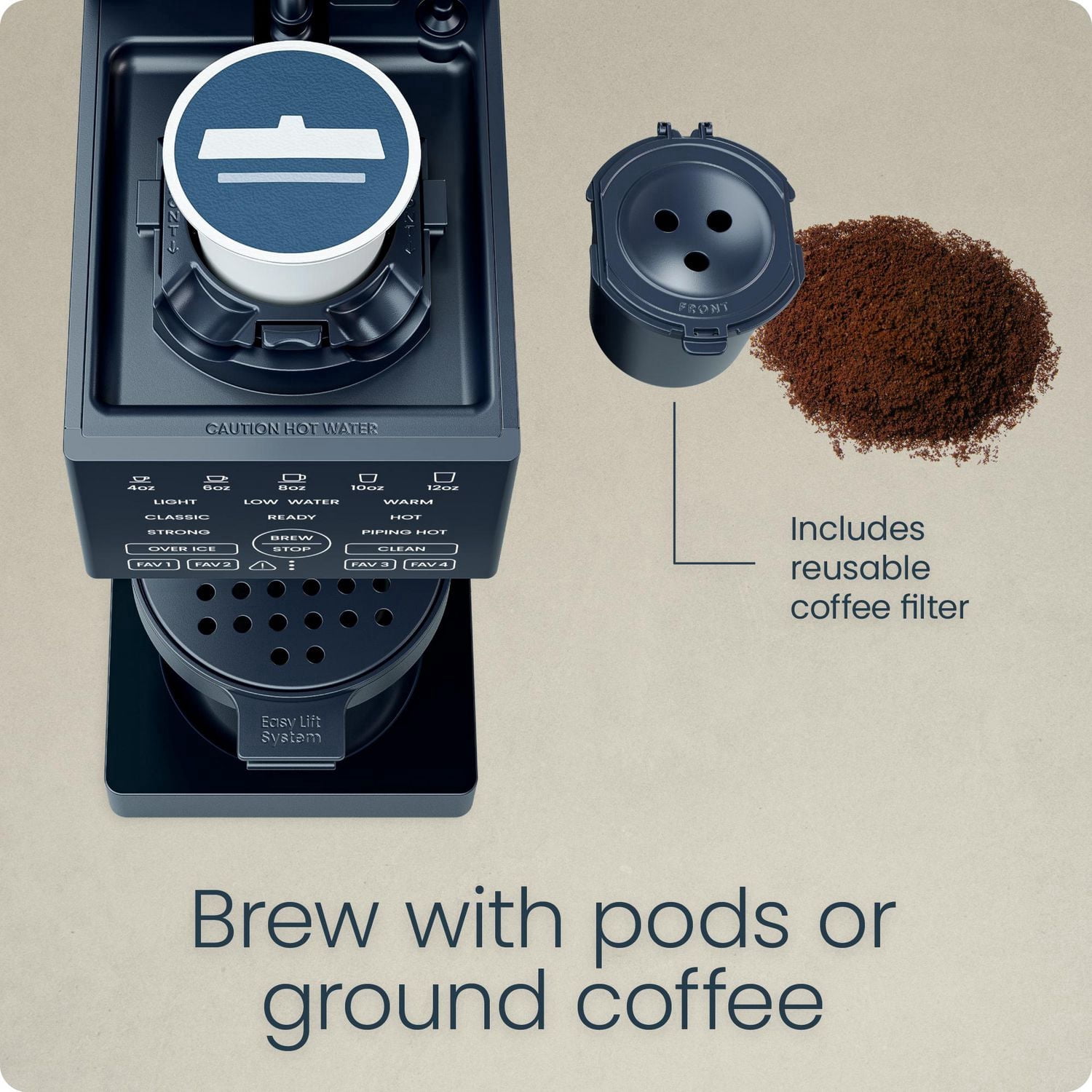 Chefman Caffeinator Cafetière monoservice, compatible avec les dosettes et le café moulu, réservoir de 45 oz. Réservoir - Noir, Nouveau