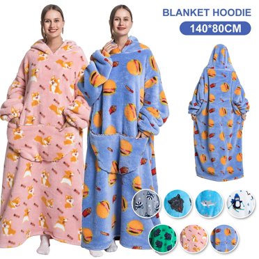 PENGXIANG Blanket Hoodie 55 Inch Extra Long Oversized Soft Wearable Blanket with Sleeves and Large Front Pocket Winter Warm Sweatshirt Blanket Comfortable Blanket for Adult