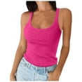 thumbnail image 1 of Débardeurs Côtelés à Bretelles Spaghetti pour Femmes, Encolure Dégagée, Coupe Ajustée, Camisole en Coton, Basique Sans Manches pour Superposition, 1 of 4