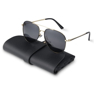 Aviator Polarized Sunglasses Retro Black UV 400 Protection Sunglasses for Men Women Travel Fishing Driving
