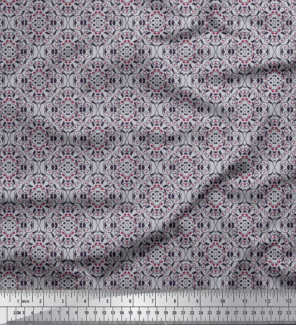 Soimoi Silk Fabric Swirl Small Fabric Prints by Yard 42 Inch Wide