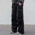 thumbnail image 2 of Dagugfen Cargo Pants for Men Elastic Waist Drawstring Outdoor Trainning Running Athletic Trousers Solid Color, 2 of 6
