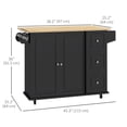 thumbnail image 3 of HOMCOM Kitchen Island on Wheels Kitchen Cart with Drop Leaf Drawers, Black, 3 of 10