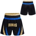 thumbnail image 3 of zdhoor Kids Boys Boxing Trunks Metallic Color Block Side Split Satin Shorts for Boxer Fighting Training Blue&Gold 16, 3 of 4